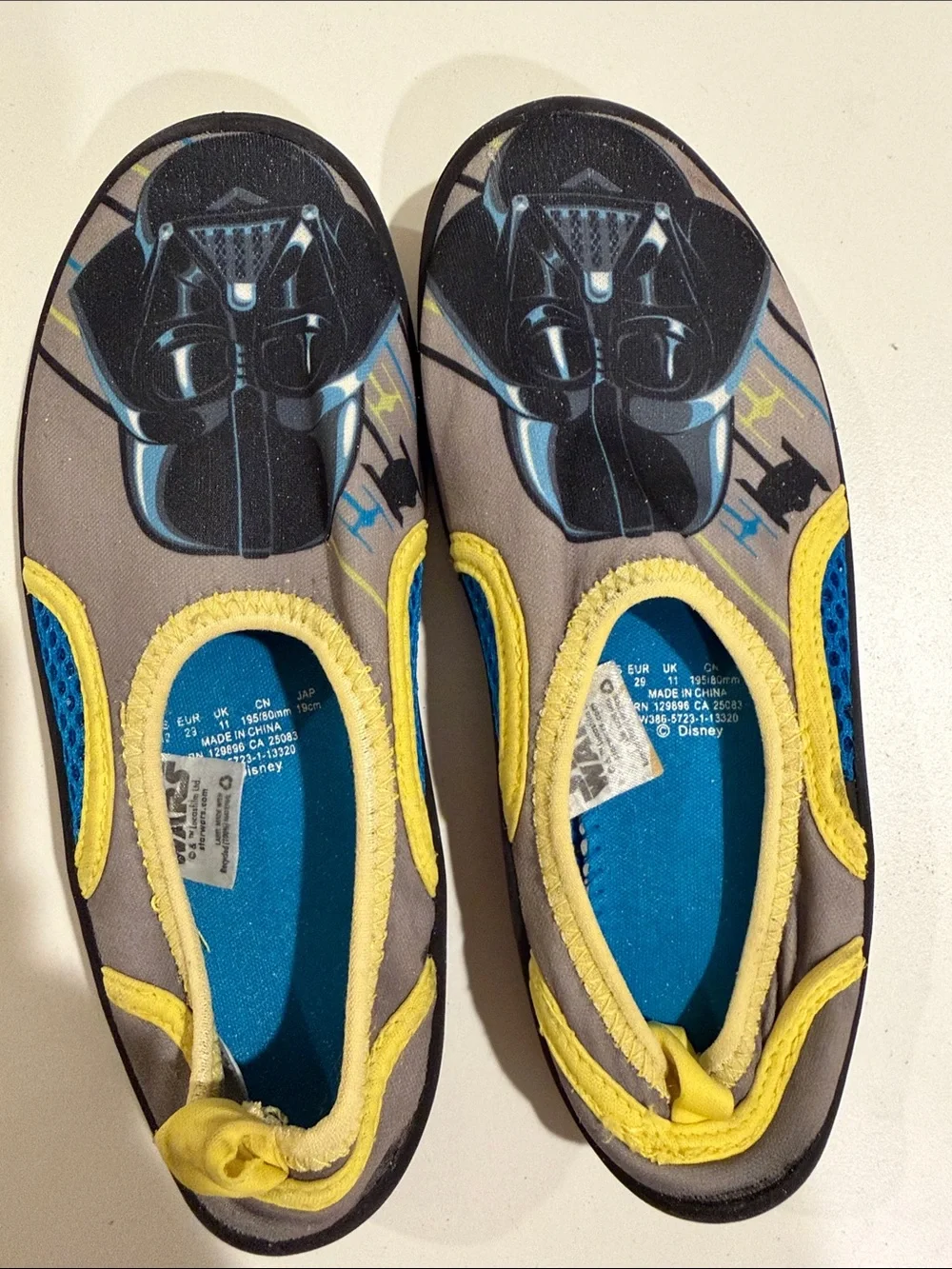 Star Wars Kids Water Shoes with Darth Vader Graphic - Gray, Yellow & Blue